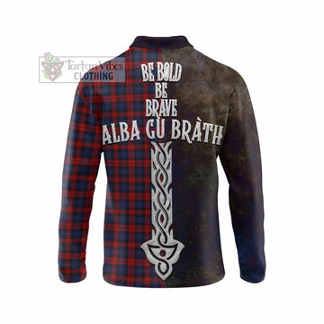 MacLachlan (McLachlan) Tartan Family Crest Long Sleeve Polo Shirt Alba Gu Brath Be Brave Lion Ancient Style