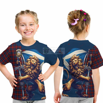 Tartan Vibes Clothing MacLachlan (McLachlan) Tartan Family Crest Kid T-Shirt with Scottish Majestic Lion