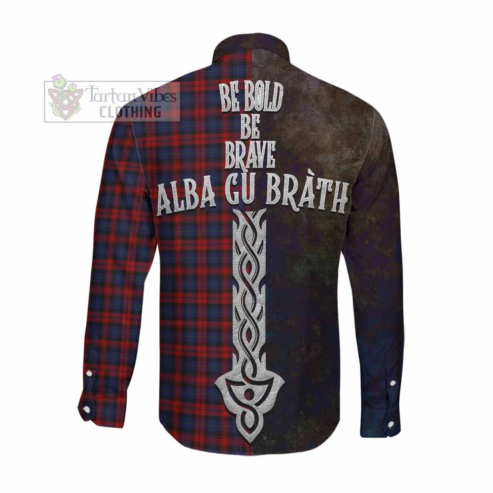 Tartan Vibes Clothing MacLachlan (McLachlan) Tartan Family Crest Long Sleeve Button Shirt Alba Gu Brath Be Brave Lion Ancient Style