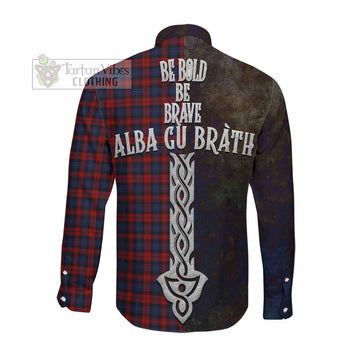 MacLachlan (McLachlan) Tartan Family Crest Long Sleeve Button Shirt Alba Gu Brath Be Brave Lion Ancient Style