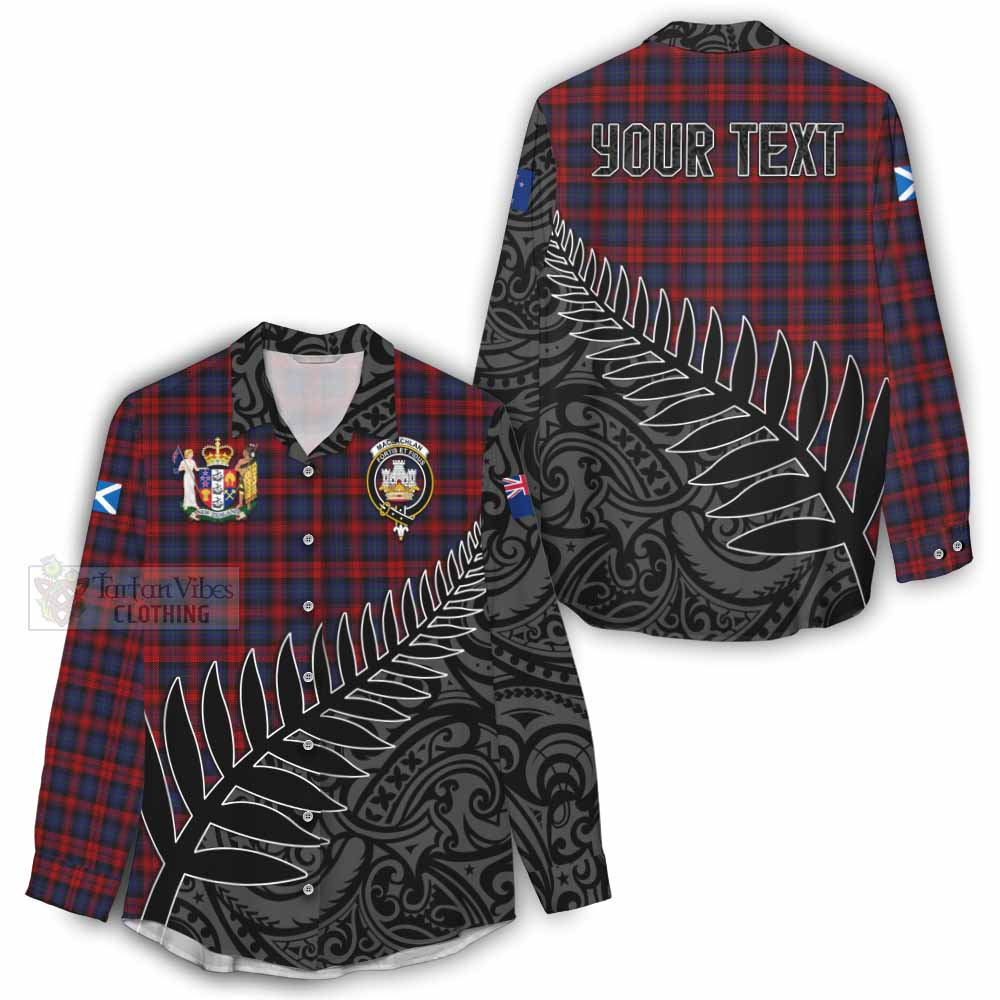 Tartan Vibes Clothing MacLachlan (McLachlan) Crest Tartan Women's Casual Shirt with New Zealand Silver Fern Half Style