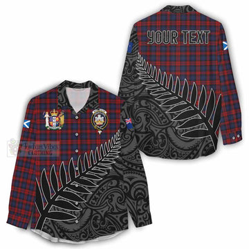 Tartan Vibes Clothing MacLachlan (McLachlan) Crest Tartan Women's Casual Shirt with New Zealand Silver Fern Half Style