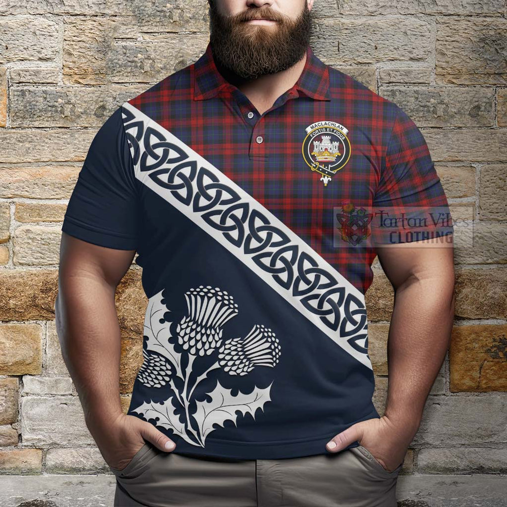 MacLachlan (McLachlan) Tartan Polo Shirt Featuring Thistle and Scotland Map