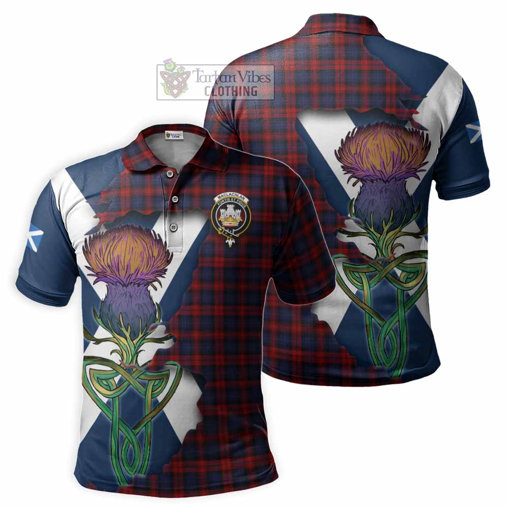 Tartan Vibes Clothing MacLachlan (McLachlan) Tartan Family Crest Polo Shirt Scottish Thistle Celtic Inspired