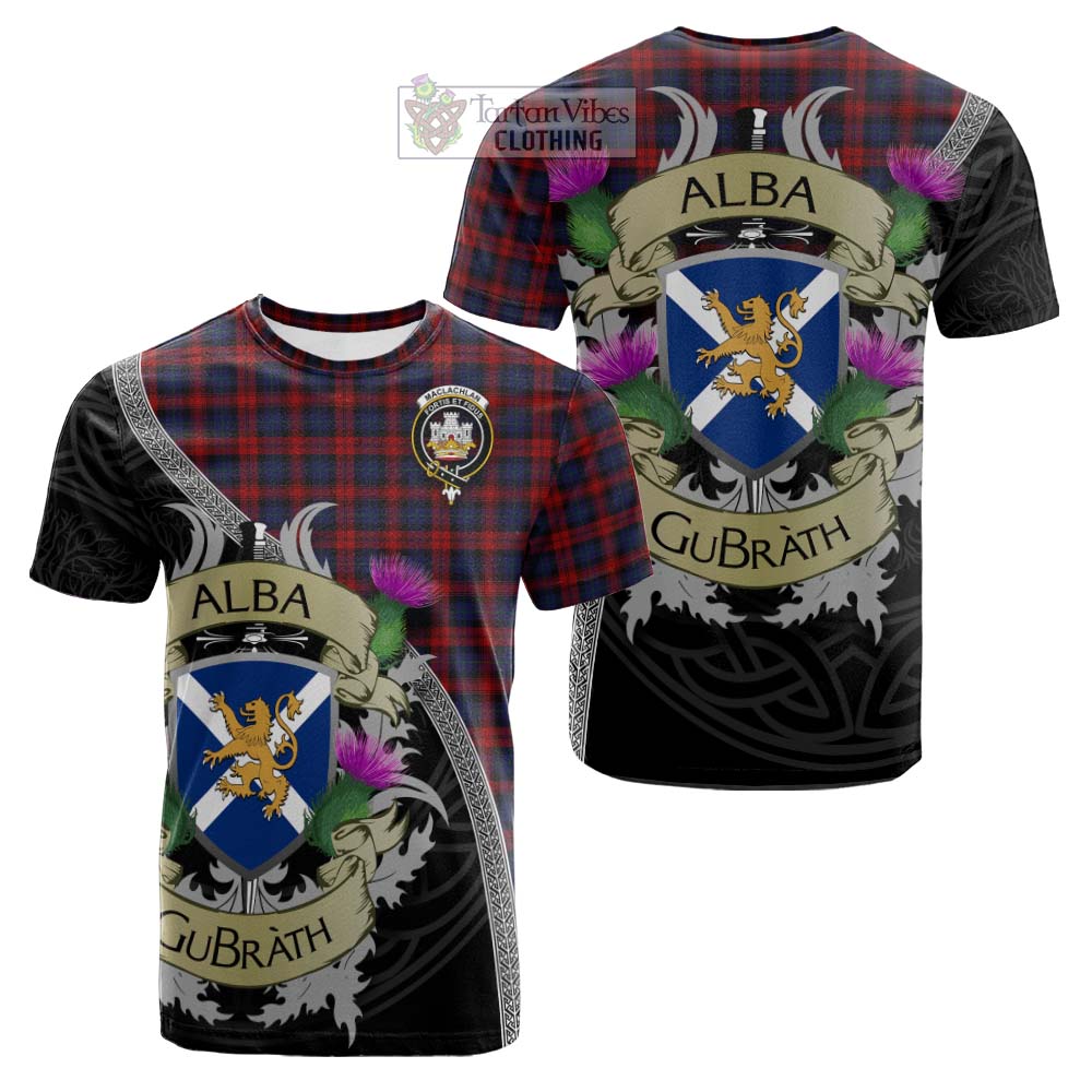Tartan Vibes Clothing MacLachlan (McLachlan) Tartan Family Crest Cotton T-shirt Lion Rampant Royal Thistle Shield Celtic Inspired