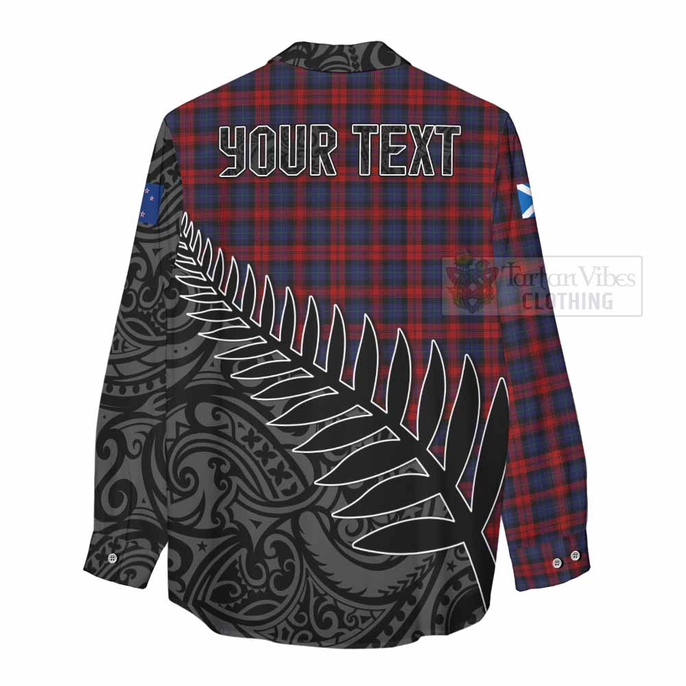 Tartan Vibes Clothing MacLachlan (McLachlan) Crest Tartan Women's Casual Shirt with New Zealand Silver Fern Half Style