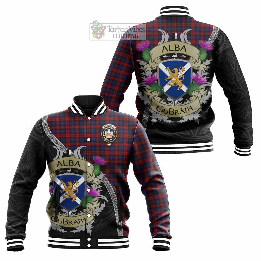 Tartan Vibes Clothing MacLachlan (McLachlan) Tartan Family Crest Baseball Jacket Lion Rampant Royal Thistle Shield Celtic Inspired