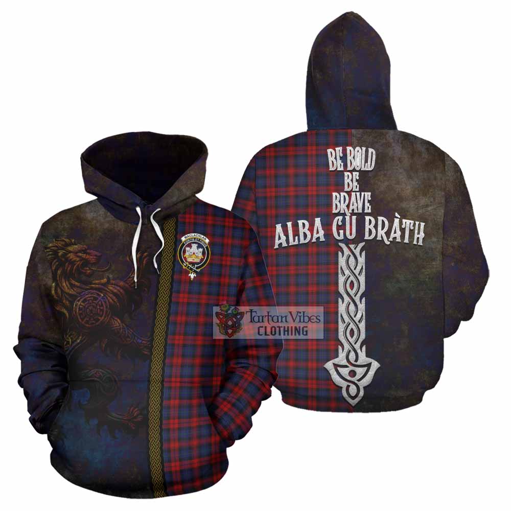 Tartan Vibes Clothing MacLachlan (McLachlan) Tartan Family Crest Hoodie Alba Gu Brath Be Brave Lion Ancient Style
