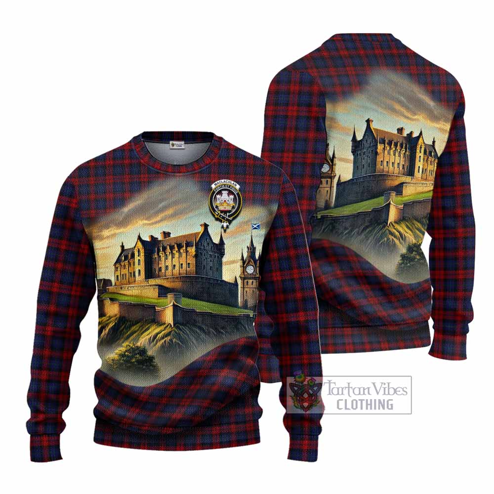 Tartan Vibes Clothing MacLachlan (McLachlan) Tartan Family Crest Knitted Sweater with Scottish Ancient Castle Style