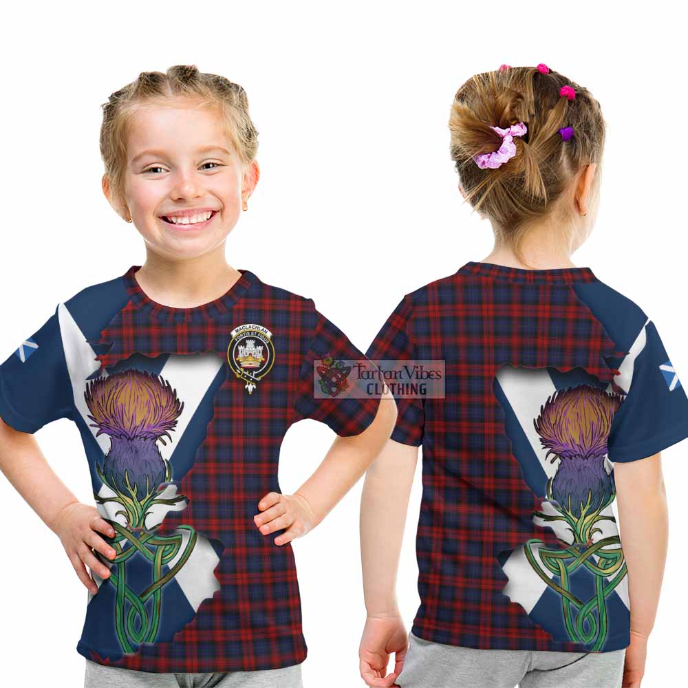 Tartan Vibes Clothing MacLachlan (McLachlan) Tartan Family Crest Kid T-Shirt Scottish Thistle Celtic Inspired