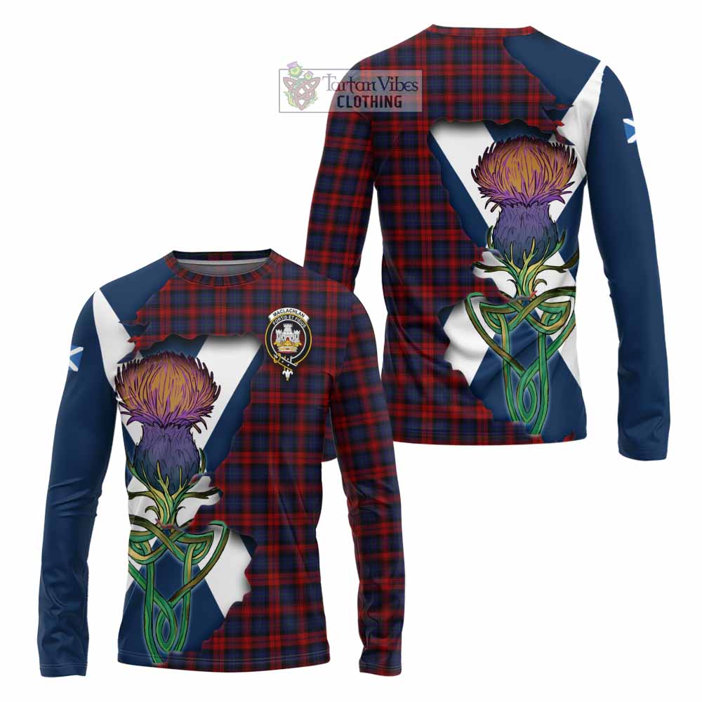 Tartan Vibes Clothing MacLachlan (McLachlan) Tartan Family Crest Long Sleeve T-Shirt Scottish Thistle Celtic Inspired
