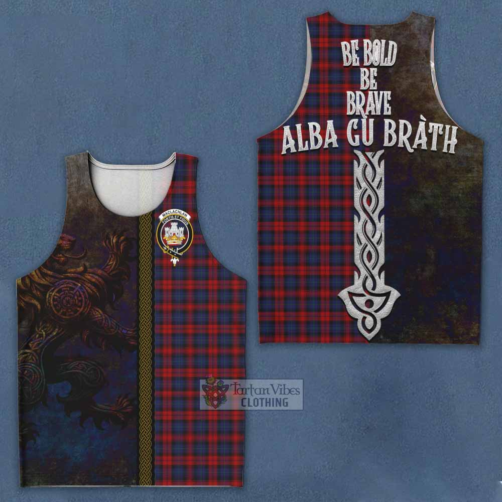 Tartan Vibes Clothing MacLachlan (McLachlan) Tartan Family Crest Men's Tank Top Alba Gu Brath Be Brave Lion Ancient Style