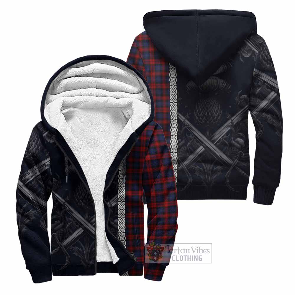 Tartan Vibes Clothing MacLachlan (McLachlan) Tartan Sherpa Hoodie with Family Crest Cross Sword Thistle Celtic Vibes