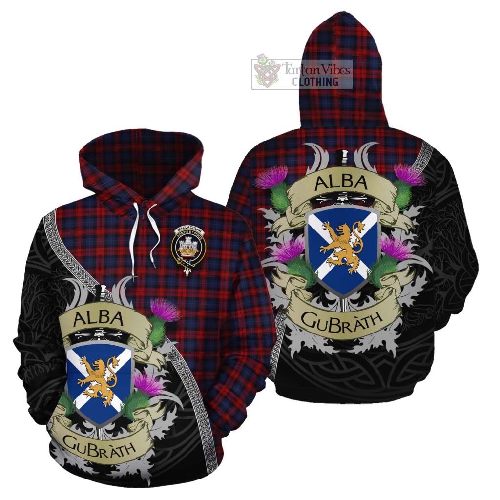 Tartan Vibes Clothing MacLachlan (McLachlan) Tartan Family Crest Cotton Hoodie Lion Rampant Royal Thistle Shield Celtic Inspired