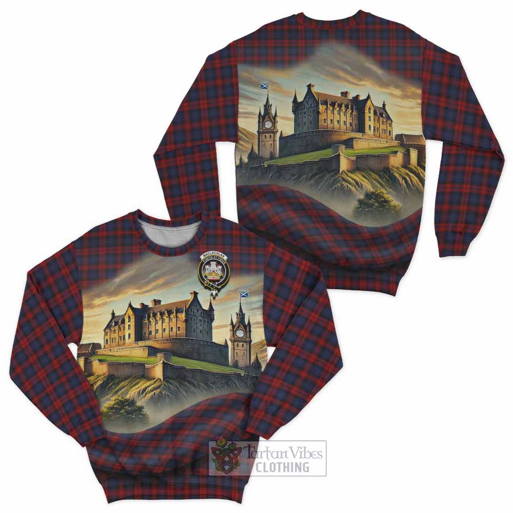 Tartan Vibes Clothing MacLachlan (McLachlan) Tartan Family Crest Sweatshirt with Scottish Ancient Castle Style