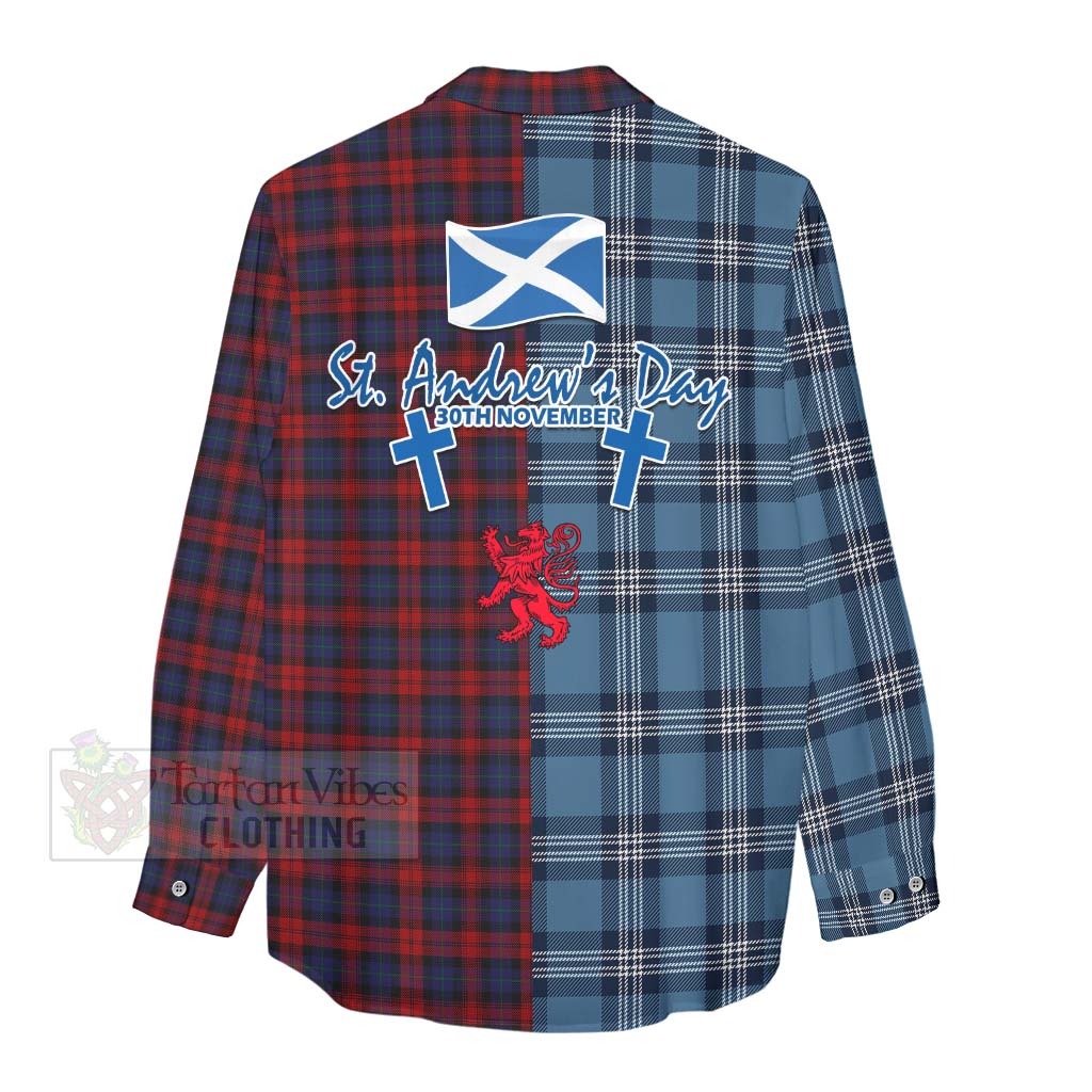 Tartan Vibes Clothing MacLachlan (McLachlan) Tartan Women's Casual Shirt Happy St. Andrew's Day Half Tartan Style