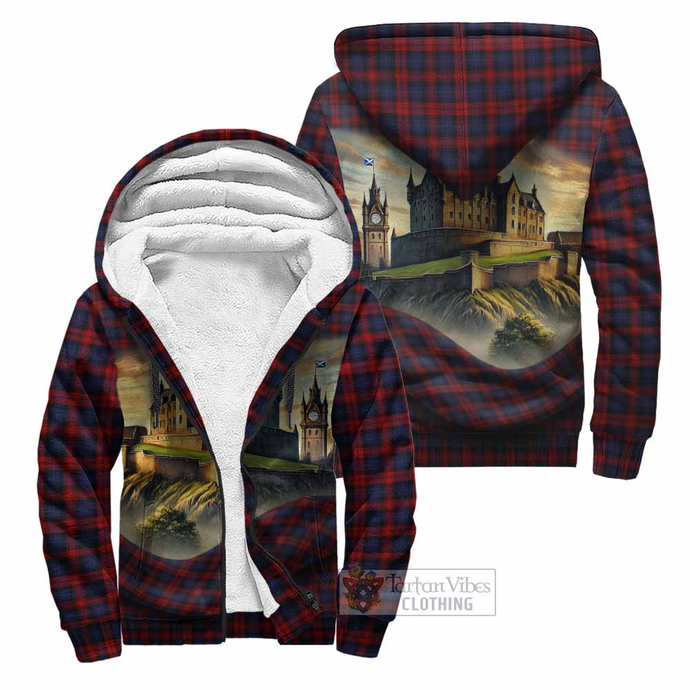Tartan Vibes Clothing MacLachlan (McLachlan) Tartan Family Crest Sherpa Hoodie with Scottish Ancient Castle Style