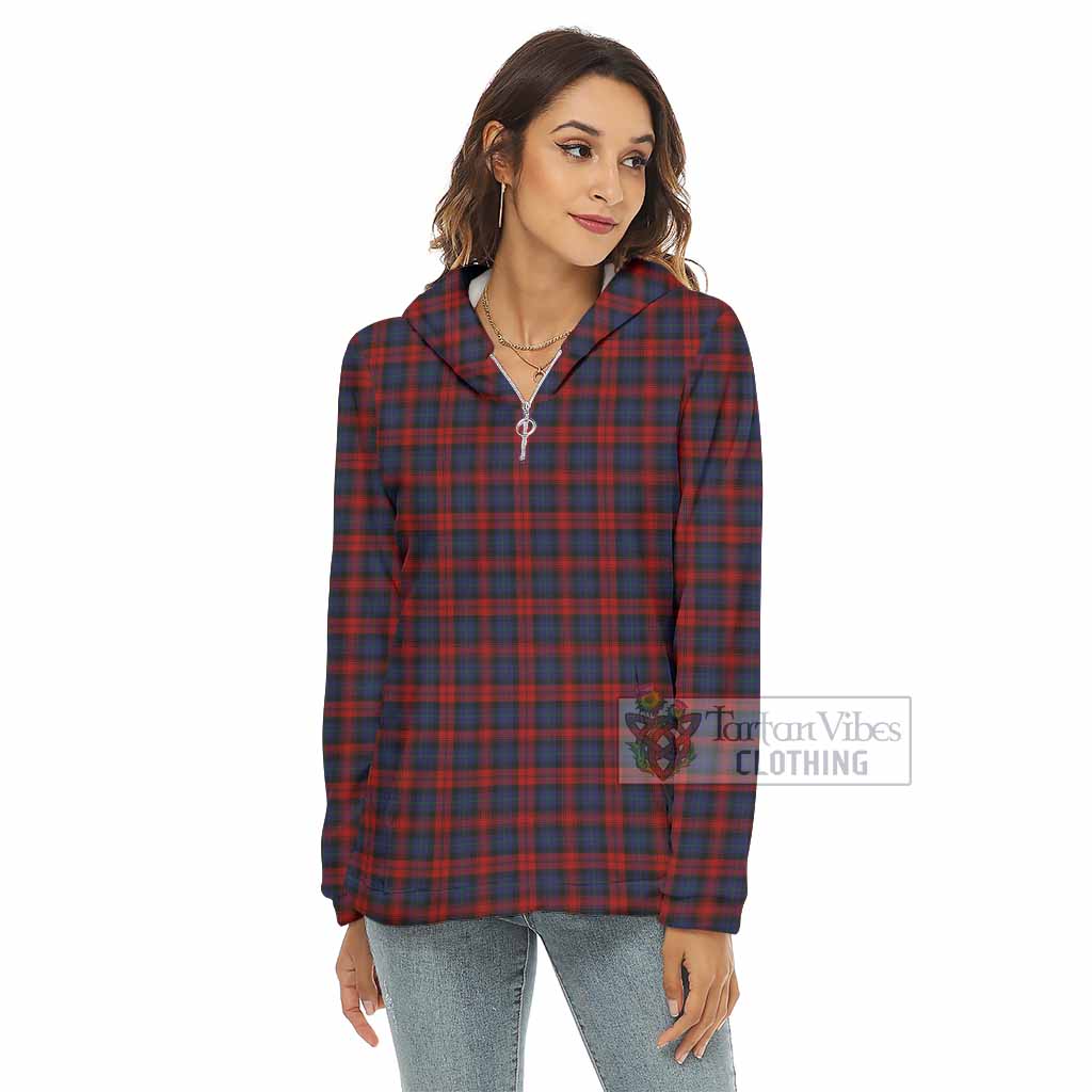 Tartan Vibes Clothing MacLachlan (McLachlan) Tartan Women's Borg  Half Zip Fleece Hoodie