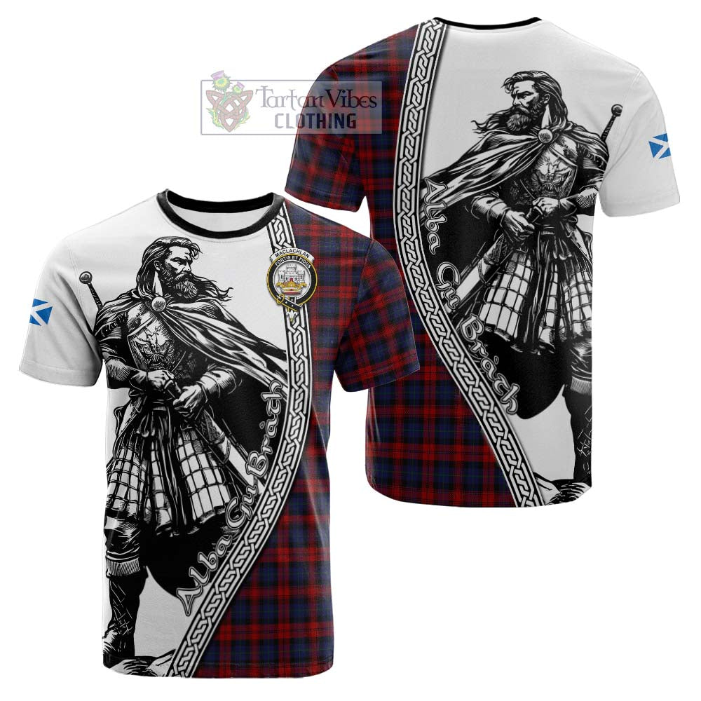 MacLachlan (McLachlan) Tartan Clan Crest Cotton T-shirt with Highlander Warrior Celtic Style