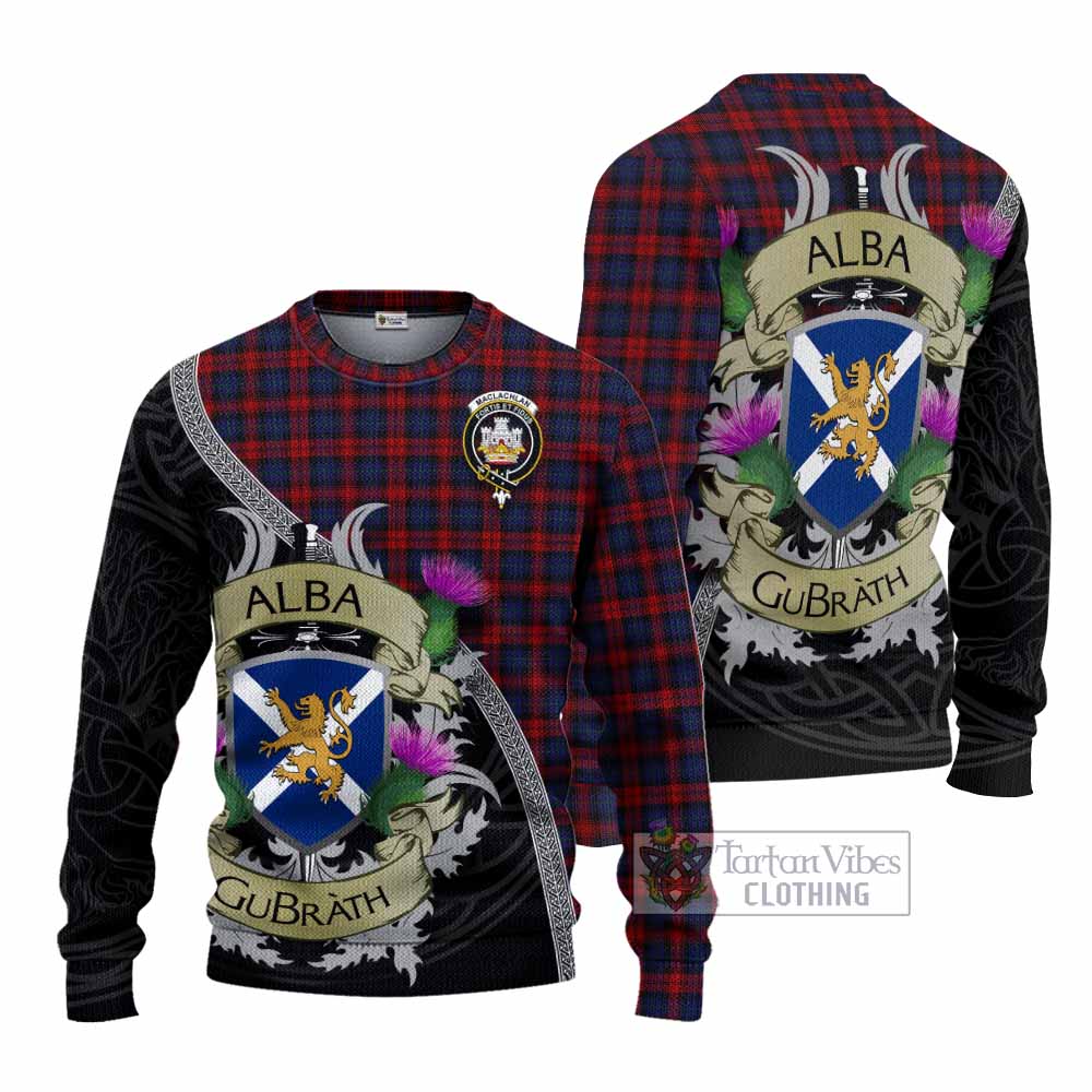 Tartan Vibes Clothing MacLachlan (McLachlan) Tartan Family Crest Knitted Sweater Lion Rampant Royal Thistle Shield Celtic Inspired