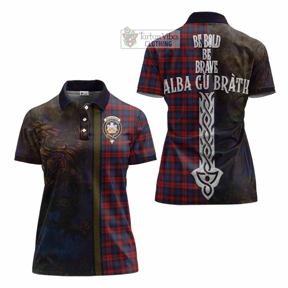 Tartan Vibes Clothing MacLachlan (McLachlan) Tartan Family Crest Women's Polo Shirt Alba Gu Brath Be Brave Lion Ancient Style
