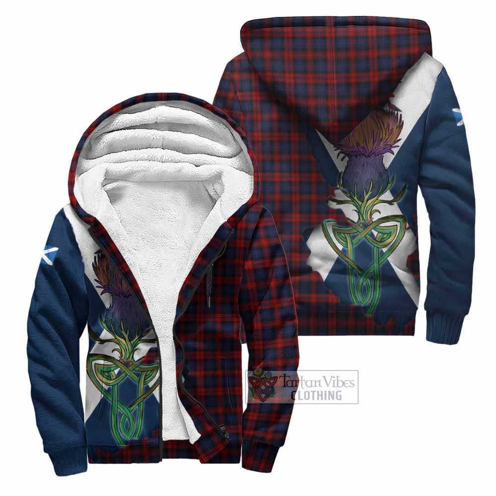 Tartan Vibes Clothing MacLachlan (McLachlan) Tartan Family Crest Sherpa Hoodie Scottish Thistle Celtic Inspired