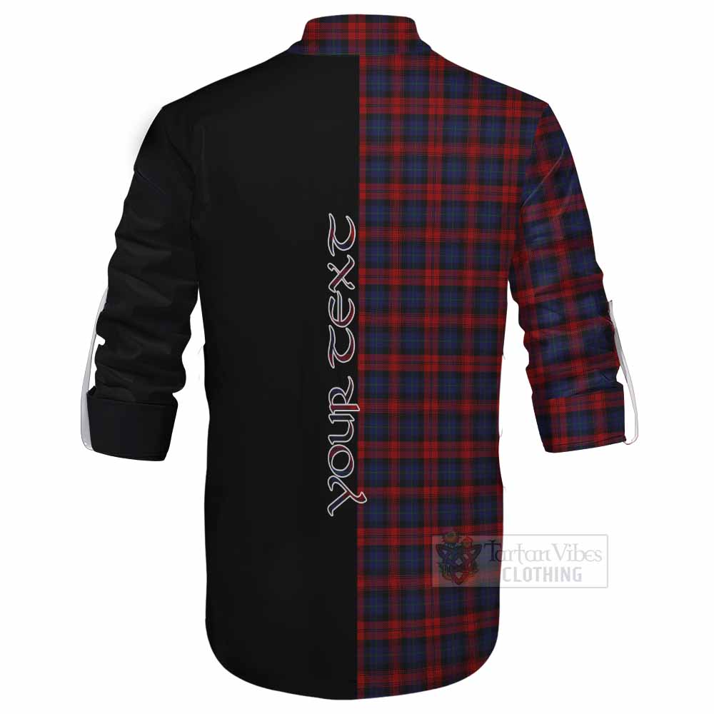 Tartan Vibes Clothing MacLachlan (McLachlan) Tartan Ghillie Kilt Shirt with Family Crest and Half Of Me Style
