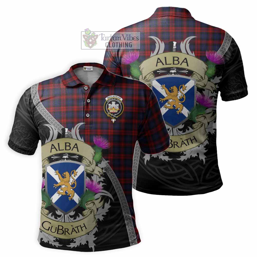 Tartan Vibes Clothing MacLachlan (McLachlan) Tartan Family Crest Polo Shirt Lion Rampant Royal Thistle Shield Celtic Inspired