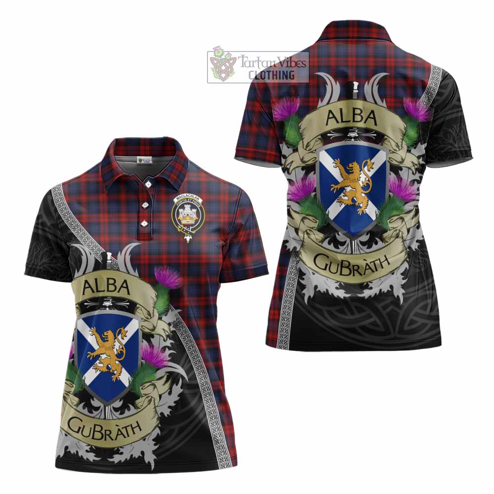 Tartan Vibes Clothing MacLachlan (McLachlan) Tartan Family Crest Women's Polo Shirt Lion Rampant Royal Thistle Shield Celtic Inspired