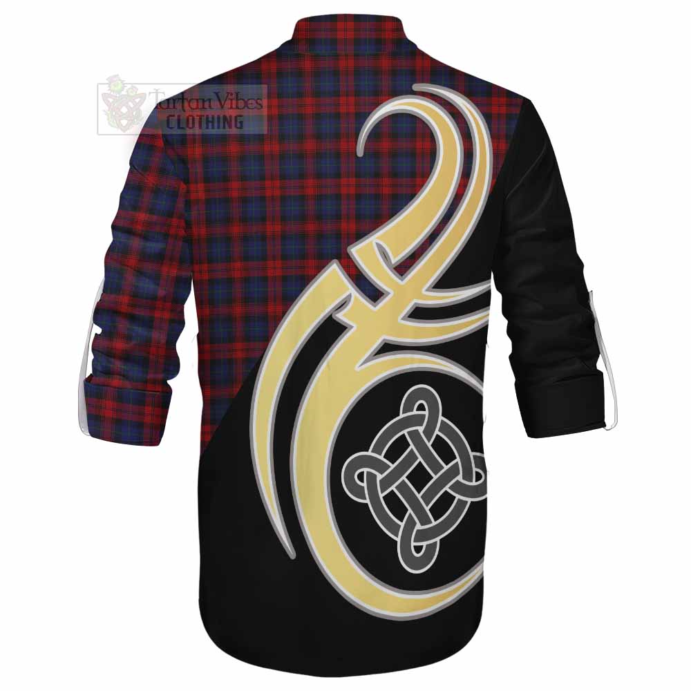 Tartan Vibes Clothing MacLachlan (McLachlan) Tartan Ghillie Kilt Shirt with Family Crest and Celtic Symbol Style