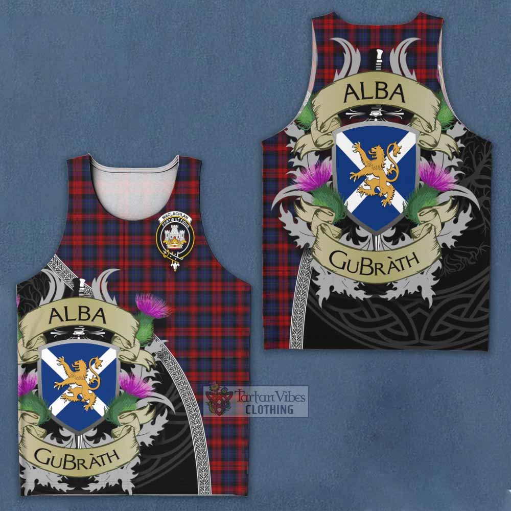 Tartan Vibes Clothing MacLachlan (McLachlan) Tartan Family Crest Men's Tank Top Lion Rampant Royal Thistle Shield Celtic Inspired