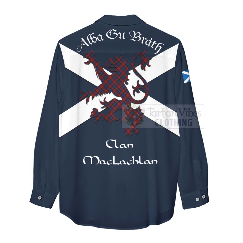 Tartan Vibes Clothing MacLachlan (McLachlan) Tartan Lion Rampant Women's Casual Shirt Proudly Display Your Heritage with Alba Gu Brath and Clan Name