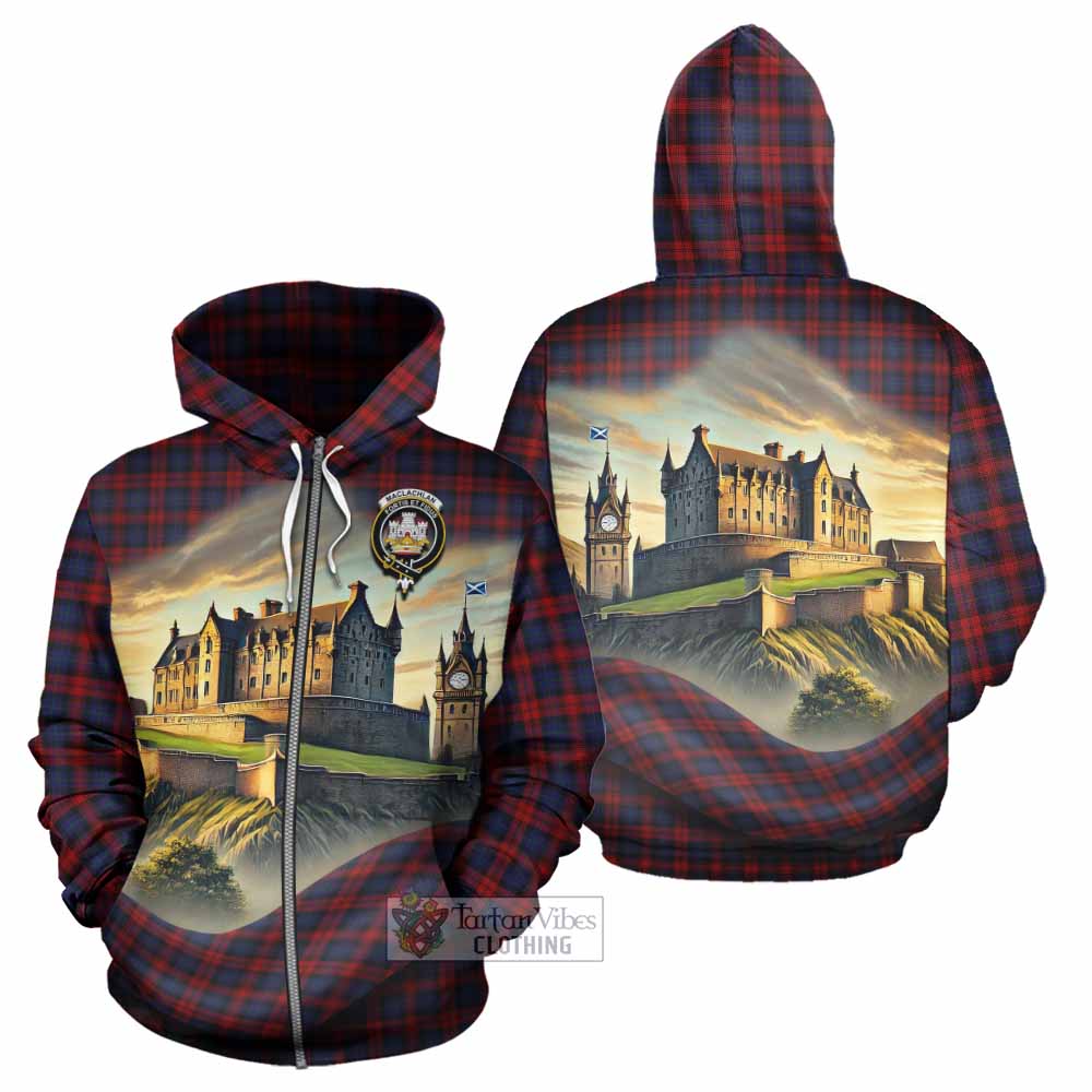 Tartan Vibes Clothing MacLachlan (McLachlan) Tartan Family Crest Hoodie with Scottish Ancient Castle Style