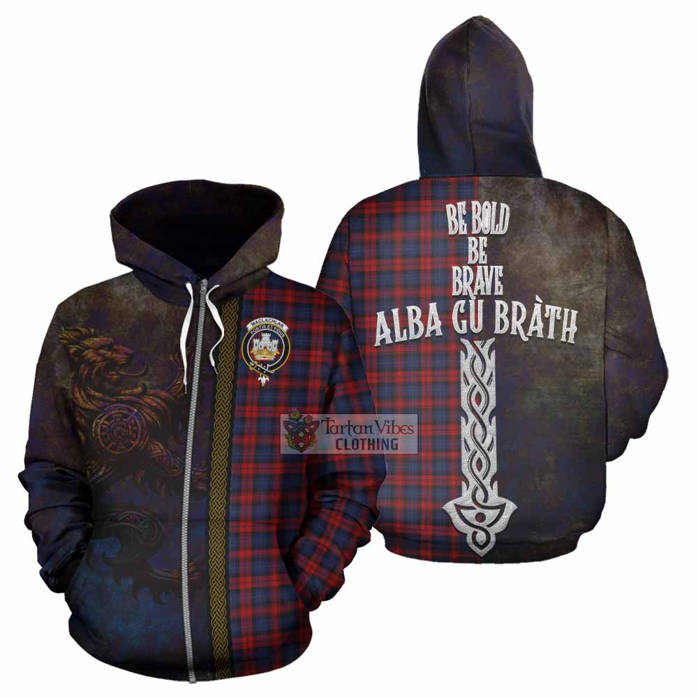 Tartan Vibes Clothing MacLachlan (McLachlan) Tartan Family Crest Hoodie Alba Gu Brath Be Brave Lion Ancient Style