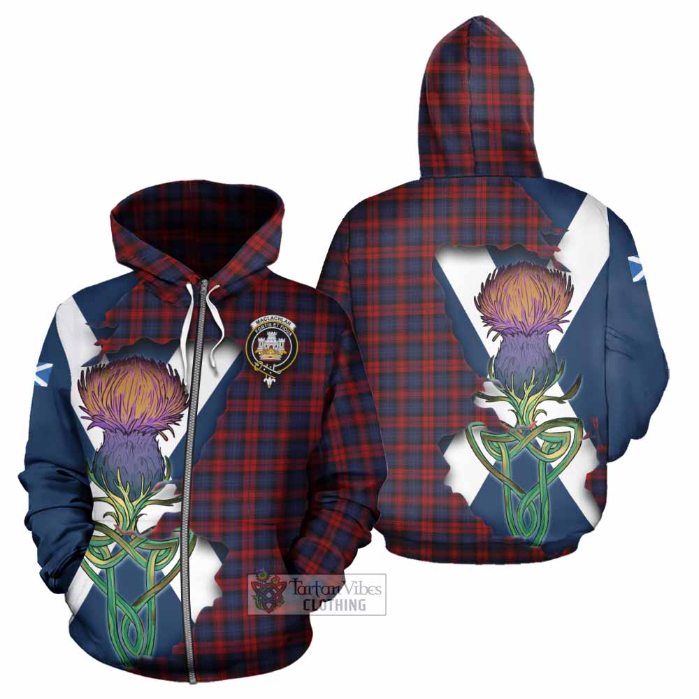 Tartan Vibes Clothing MacLachlan (McLachlan) Tartan Family Crest Hoodie Scottish Thistle Celtic Inspired