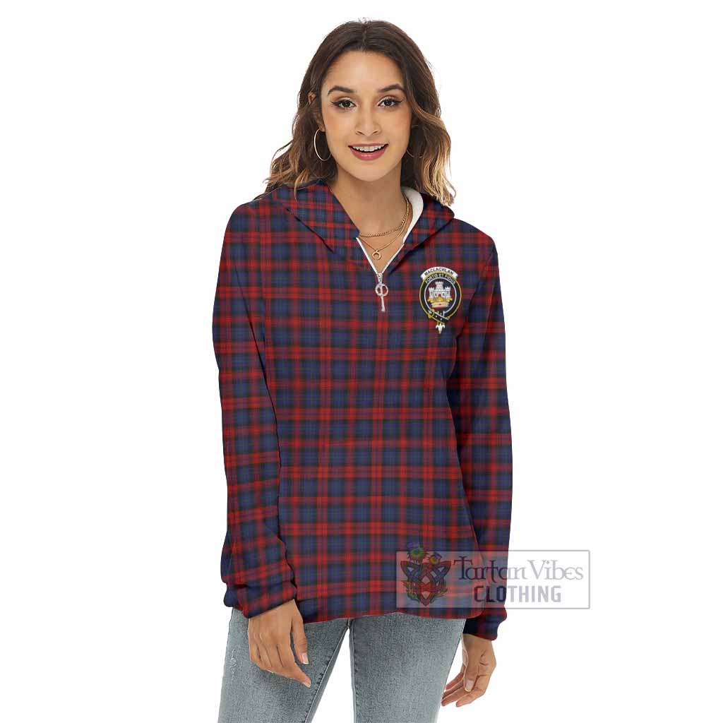 Tartan Vibes Clothing MacLachlan (McLachlan) Tartan Crest Women's Borg  Half Zip Fleece Hoodie