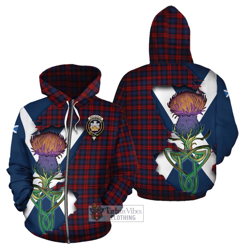 Tartan Vibes Clothing MacLachlan (McLachlan) Tartan Family Crest Cotton Hoodie Scottish Thistle Celtic Inspired
