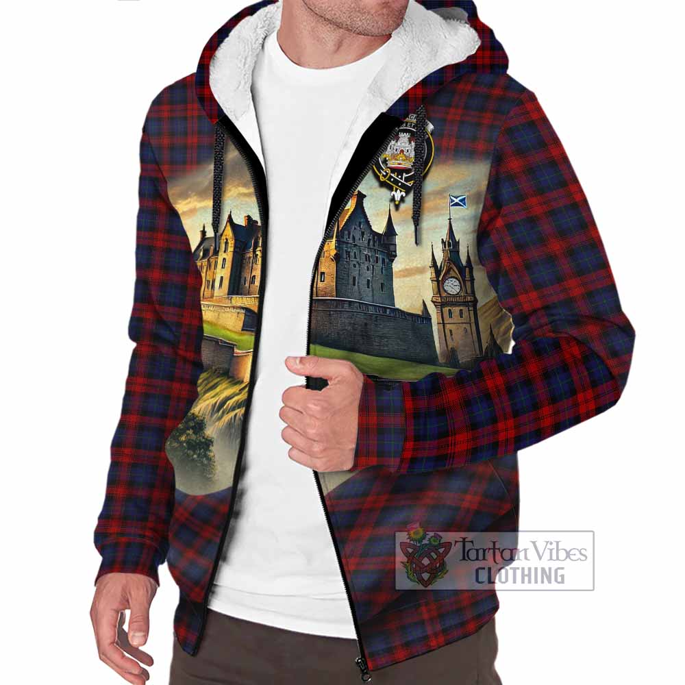 Tartan Vibes Clothing MacLachlan (McLachlan) Tartan Family Crest Sherpa Hoodie with Scottish Ancient Castle Style