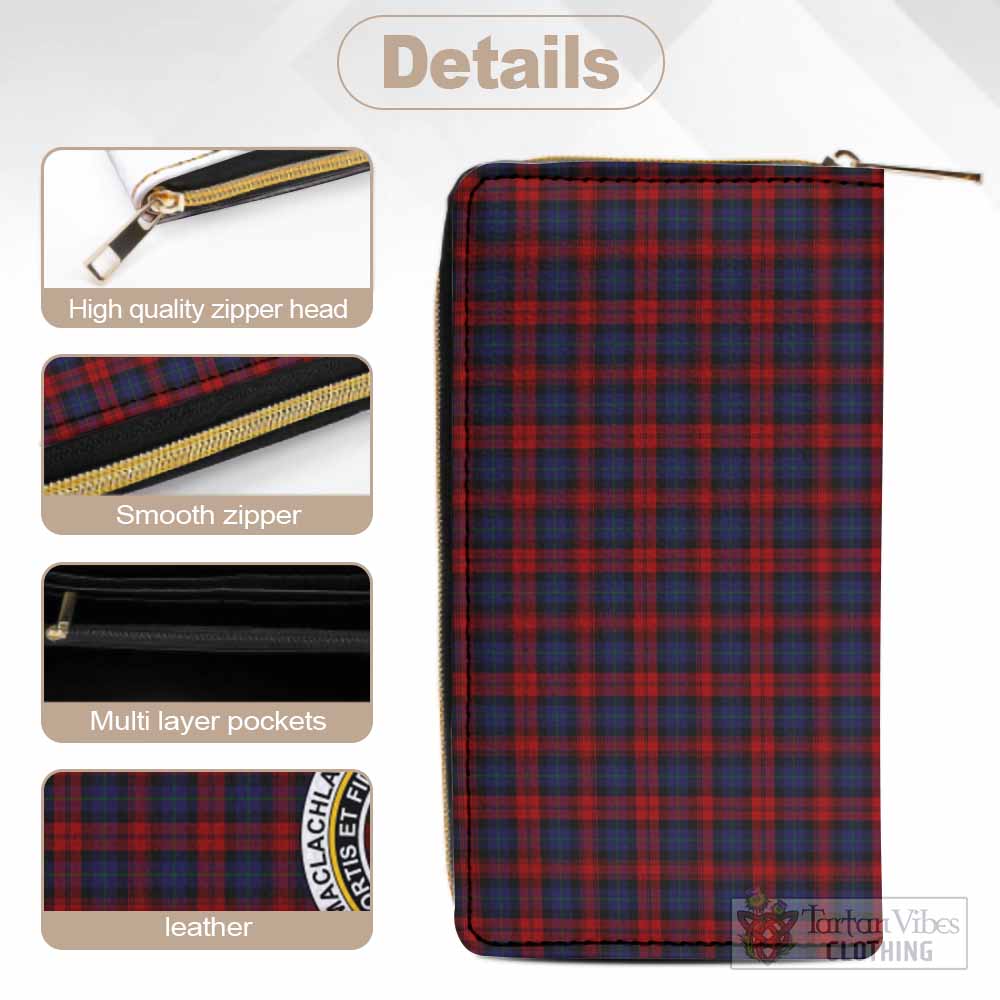Tartan Vibes Clothing MacLachlan (McLachlan) Tartan Women's Leather Wallet with Family Crest