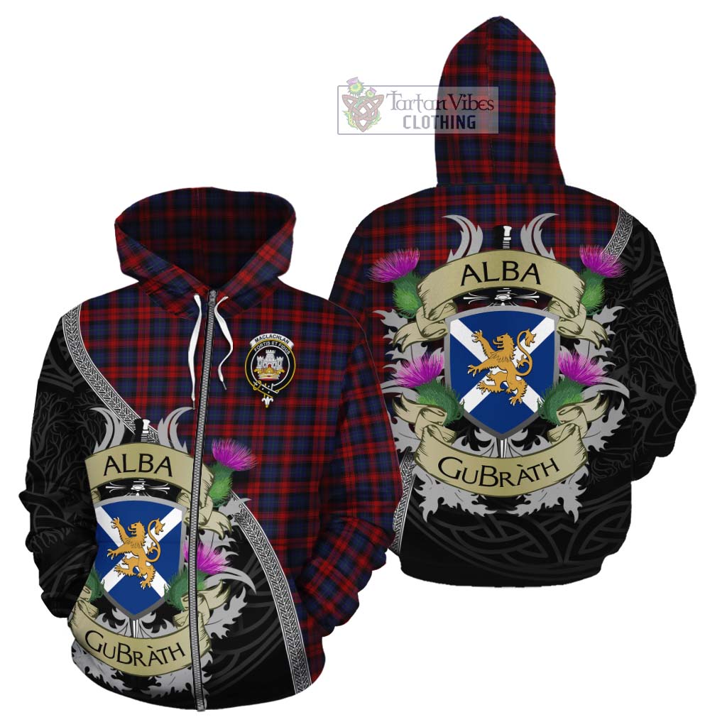 Tartan Vibes Clothing MacLachlan (McLachlan) Tartan Family Crest Cotton Hoodie Lion Rampant Royal Thistle Shield Celtic Inspired