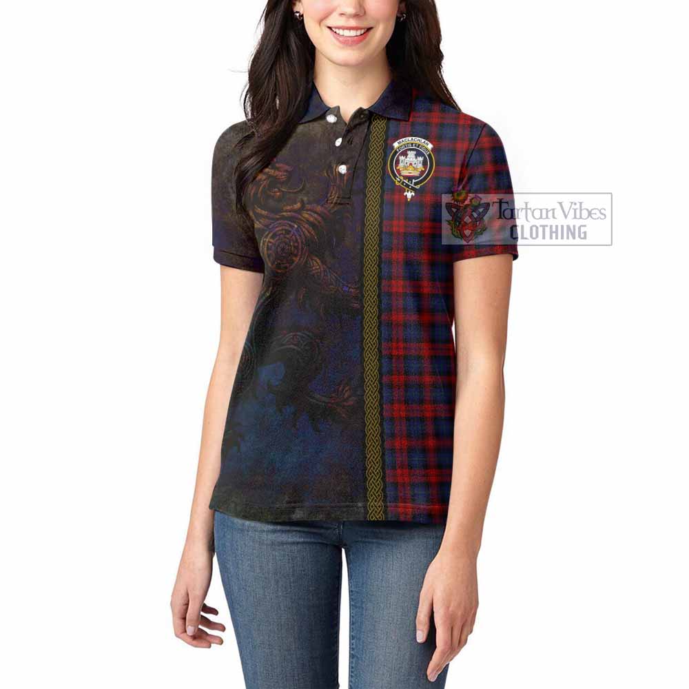 Tartan Vibes Clothing MacLachlan (McLachlan) Tartan Family Crest Women's Polo Shirt Alba Gu Brath Be Brave Lion Ancient Style