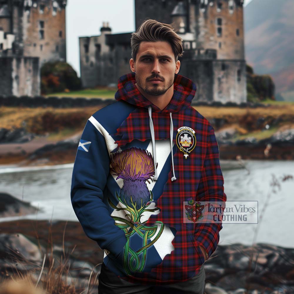 Tartan Vibes Clothing MacLachlan (McLachlan) Tartan Family Crest Cotton Hoodie Scottish Thistle Celtic Inspired