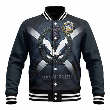 MacLachlan (McLachlan) Clan Crest Baseball Jacket with Celtic Knot Thistle and Saltire