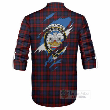 MacLachlan (McLachlan) Clan Crest In Me Tartan Ghillie Shirt Scotland Flag Style