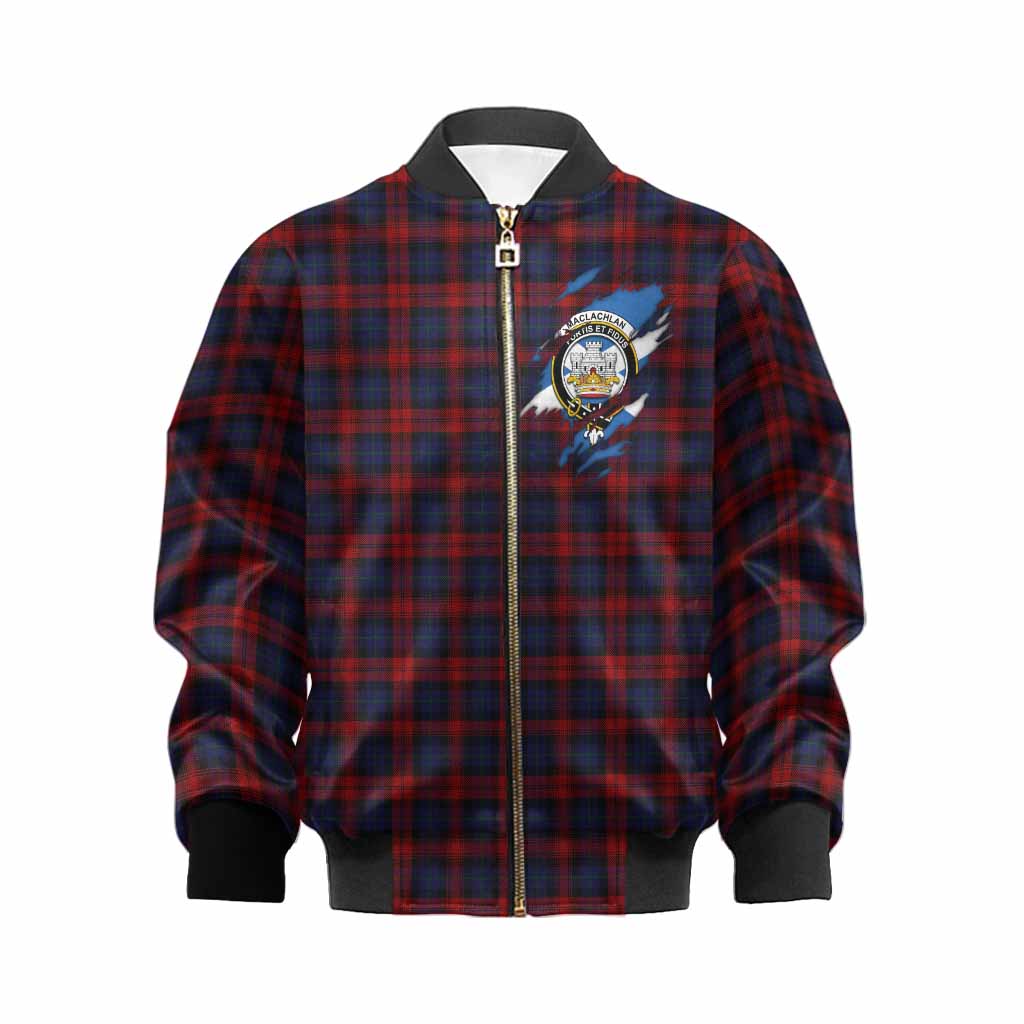 MacLachlan (McLachlan) Clan Crest In Me Tartan Kid Bomber Jacket Scotland Flag Style
