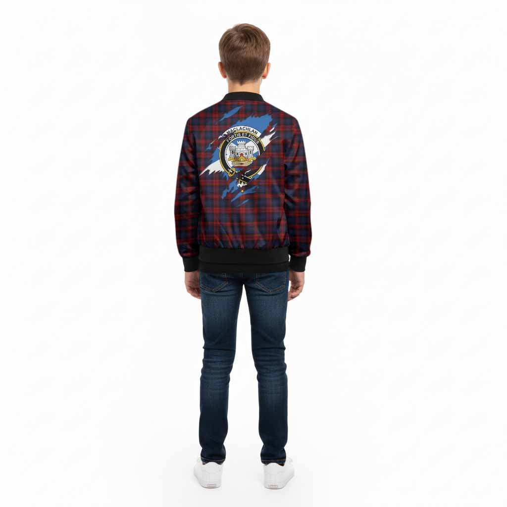 MacLachlan (McLachlan) Clan Crest In Me Tartan Kid Bomber Jacket Scotland Flag Style