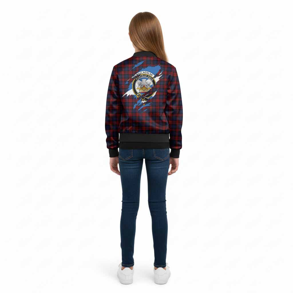 MacLachlan (McLachlan) Clan Crest In Me Tartan Kid Bomber Jacket Scotland Flag Style