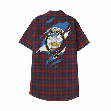 MacLachlan (McLachlan) Clan Crest In Me Tartan Kid Hawaiian Shirt Scotland Flag Style