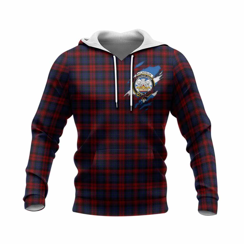 MacLachlan (McLachlan) Clan Crest In Me Tartan Knitted Hoodie Scotland Flag Style