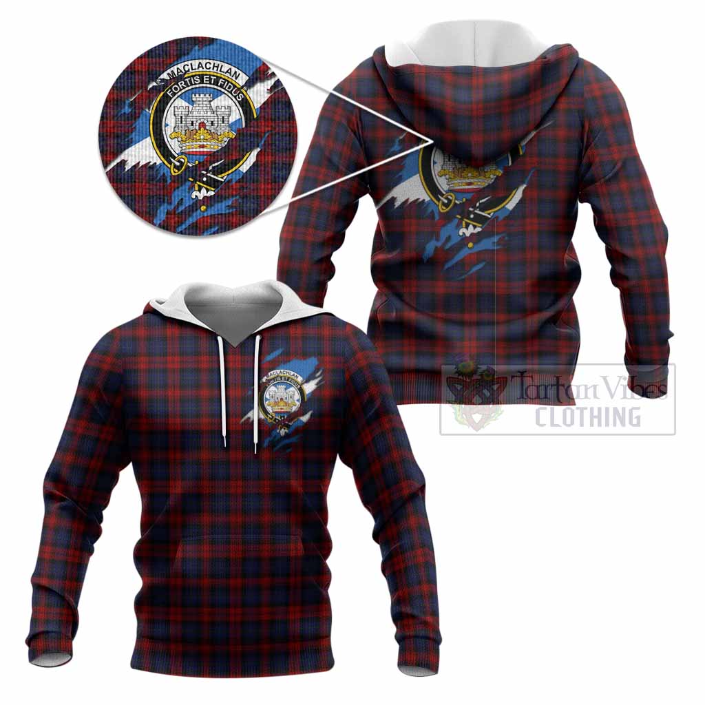 MacLachlan (McLachlan) Clan Crest In Me Tartan Knitted Hoodie Scotland Flag Style
